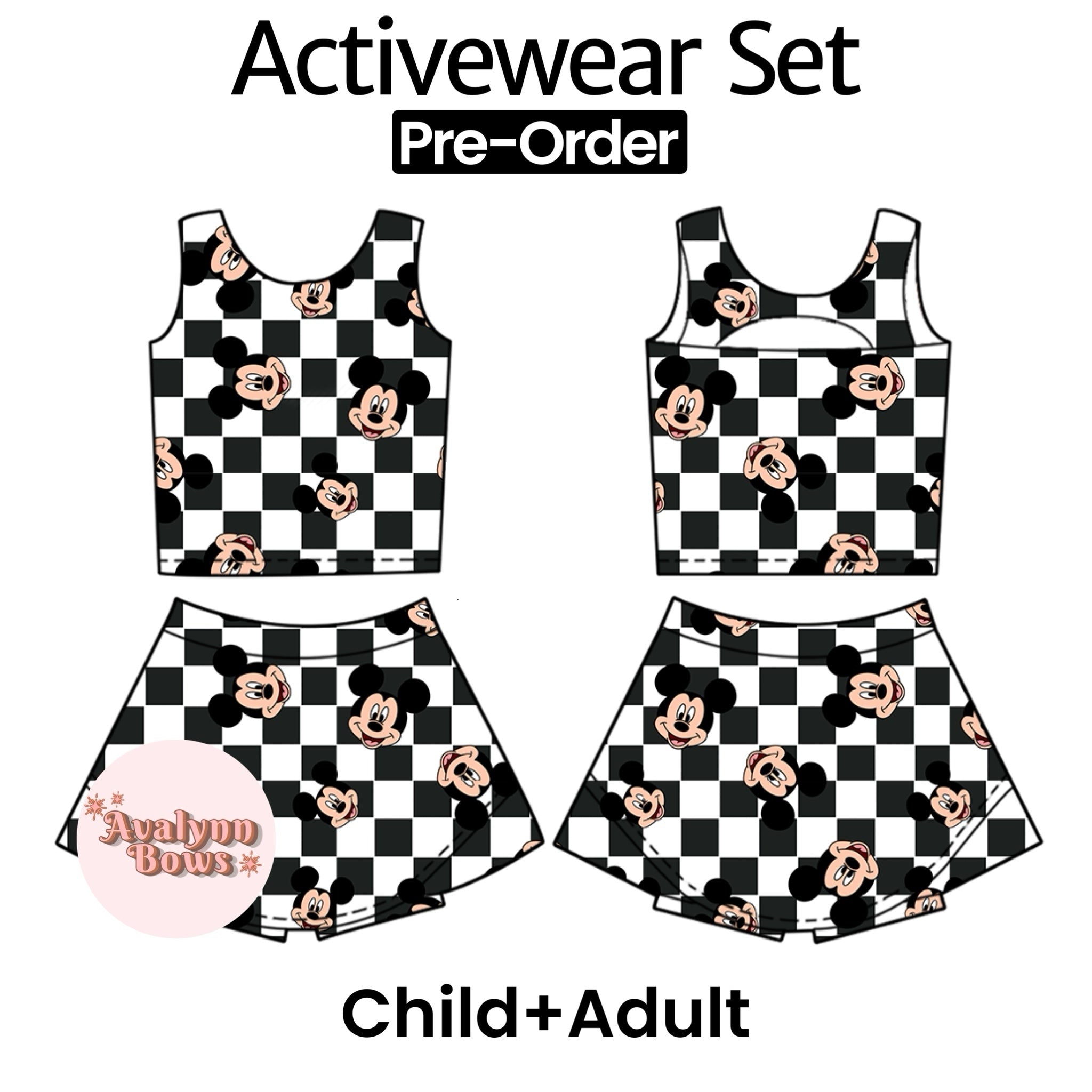 Mouse Checkered | Activewear Set Preorder Ships Late July