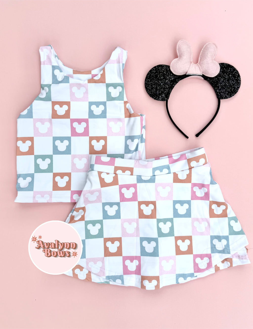 Checkered Rainbow Mouse| Activewear Set