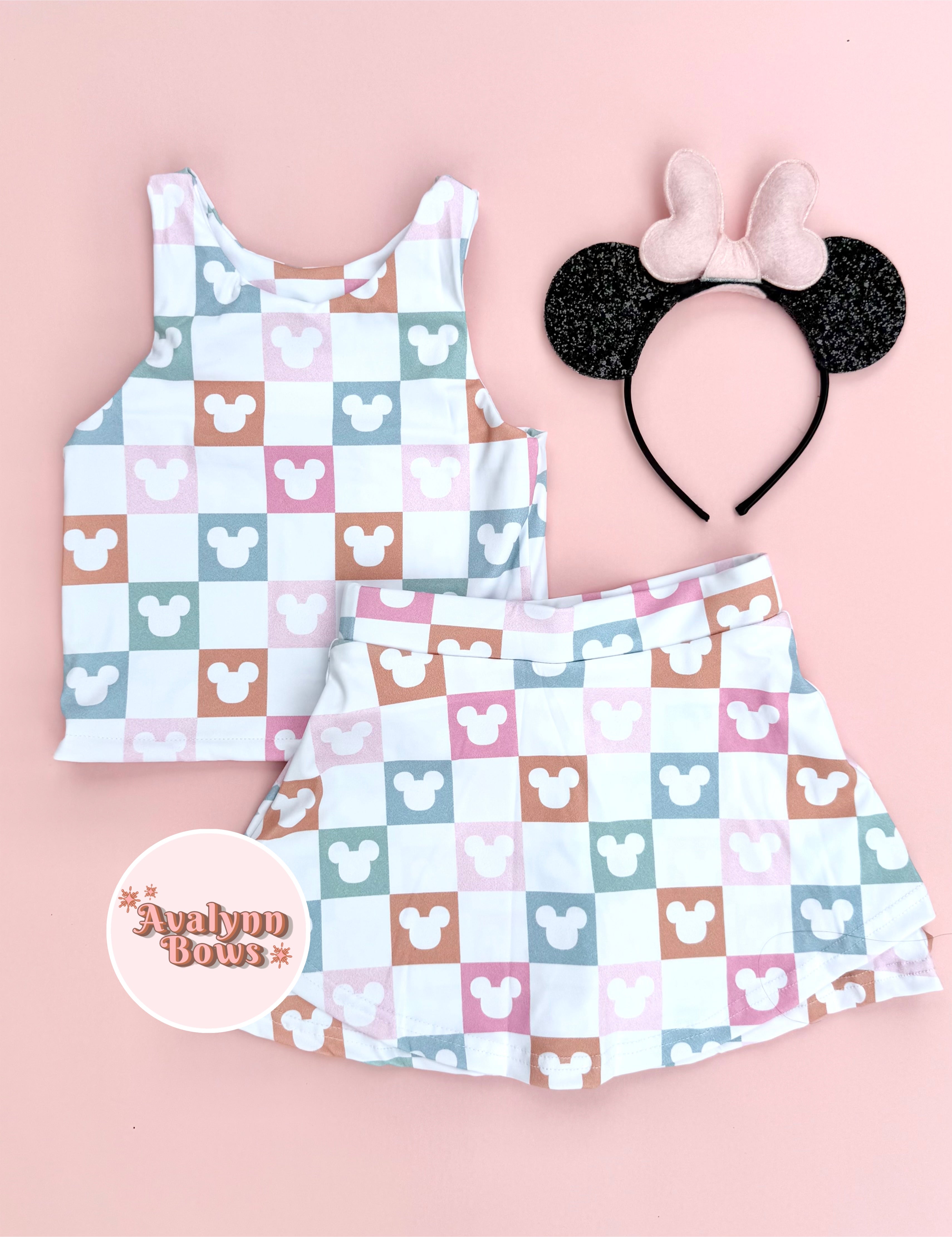 Checkered Rainbow Mouse| Activewear Set